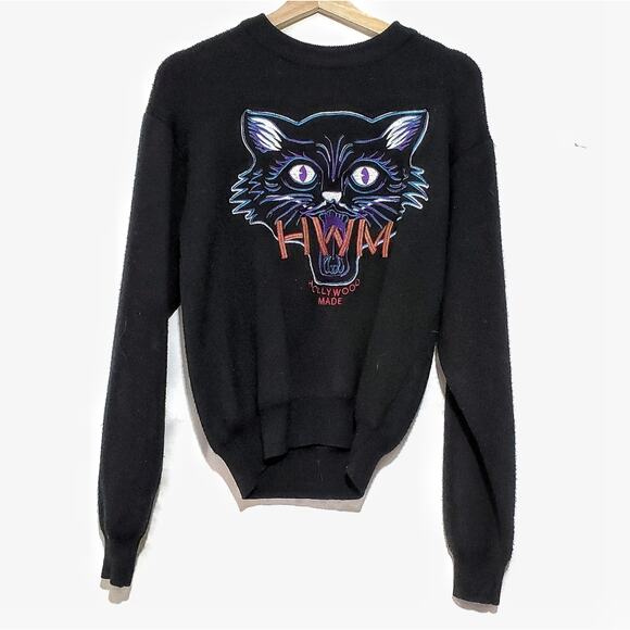 hwm Sweaters - HWM | Embroidered Tiger Soft Wool Blend Sweater
